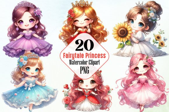 Watercolor Fairytale Princess Clipart Graphic Illustrations By RobertsArt