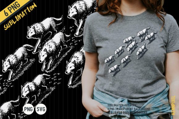 Wolves Drawing Vector SVG PNG Graphic T-shirt Designs By kennpixel