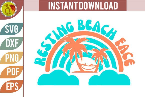 Resting Beach Face Retro Design Illustration Maquettes de Produits Par IADESIGNER6929