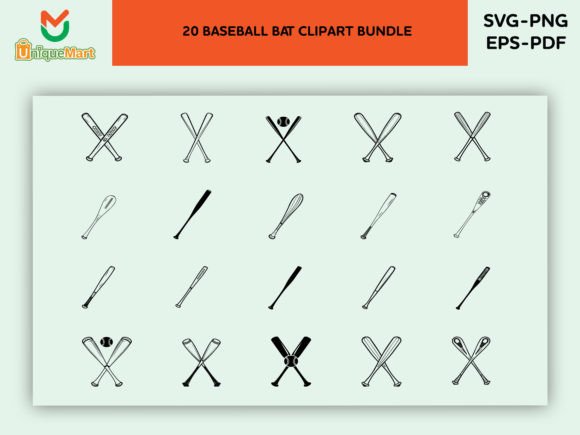Baseball Bat Clipart SVG Bundle Graphic Illustrations By Uniquemart