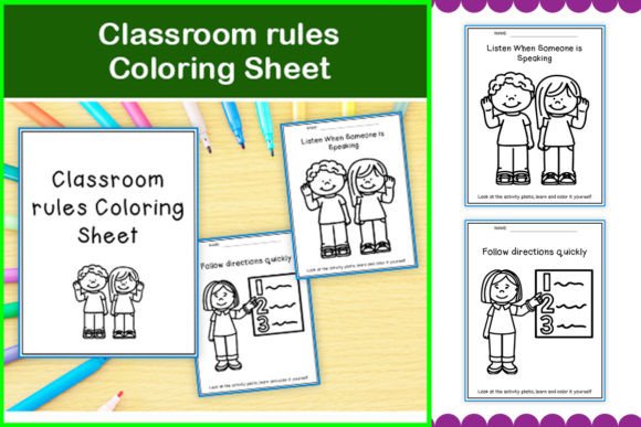 Classroom Rules Coloring for Preschooler Graphic K By TheStudyKits
