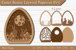 Easter Bunny Layered Papercut SVG Gráfico SVG 3D Por Theyo Design 2
