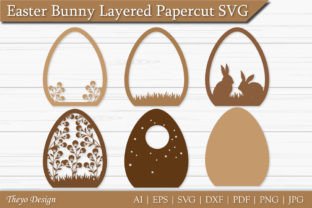 Easter Bunny Layered Papercut SVG Gráfico SVG 3D Por Theyo Design 3