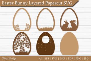 Easter Bunny Layered Papercut SVG Gráfico SVG 3D Por Theyo Design 3