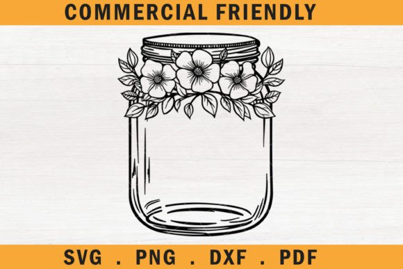 Floral Mason Jars Svg,flower Mason Jar 6 Afbeelding Crafts Door redearth and gumtrees