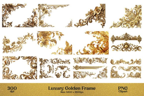 Golden Luxury Border Frame PNG Clipart Graphic AI Illustrations By pixeness