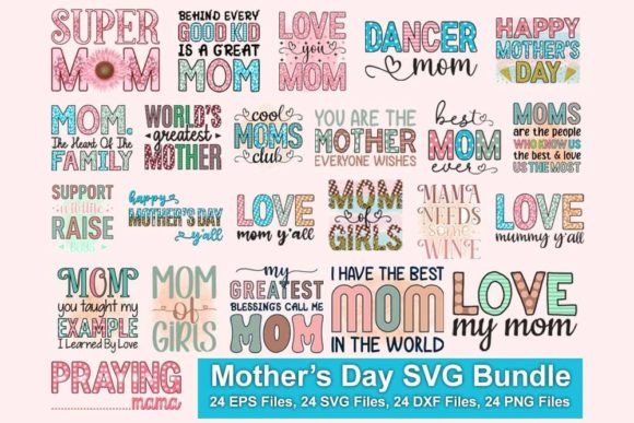 Mom Mama Mother Day SVG Cut Files Illustration Artisanat Par CraftStudio
