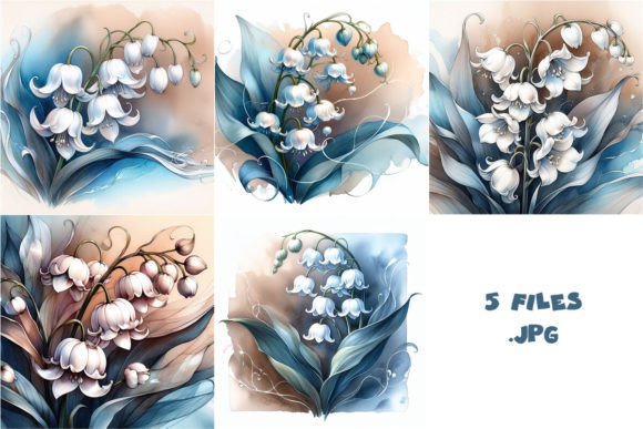 Lily of the Valley Grafica Pagine da Colorare di AI Di Joanna Redesiuk