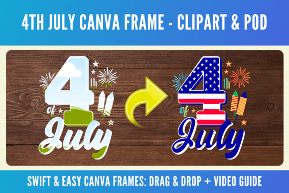 4th July Canva Frame - Clipart & POD Graphic Print Templates By Artistic Wisdom