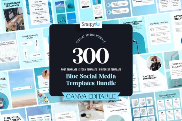 Blue Social Media Templates Bundle Graphic Social Media Templates By SnapyBiz