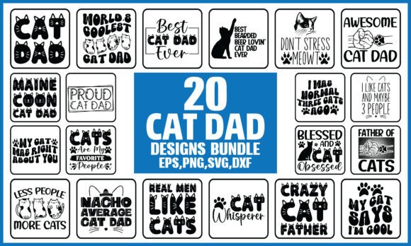 Cat Dad SVG Bundle Graphic T-shirt Designs By ThreadBeat