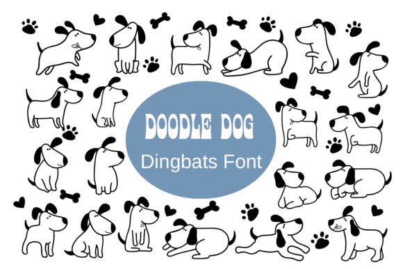 Doodle Dog Fontes Dingbats Fonte Por Nun Sukhwan