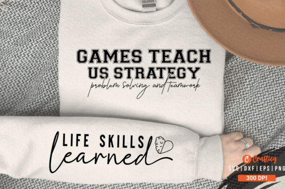 Games Teach Us Strategy Sleeve SVG Desig Afbeelding T-shirt Designs Door Crafticy