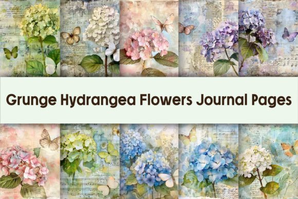 Grunge Hydrangea Flowers Journal Pages Graphic Crafts By Pamilah