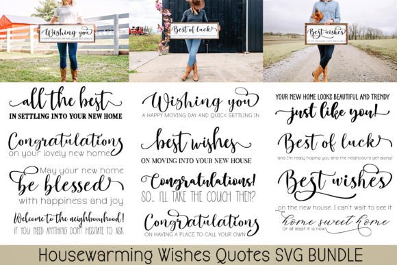 Housewarming Wishes Quotes SVG BUNDLE. Illustration Artisanat Par NadineStore