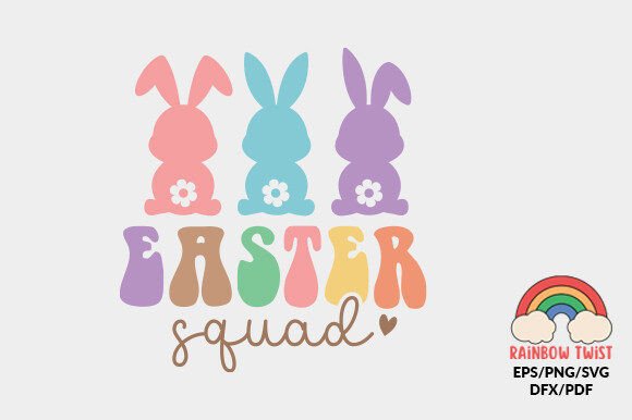 Retro Easter Squad SVG Grafika Rękodzieła Przez Rainbow Twist
