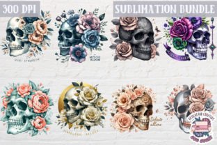 Skull and Flowers Bundle 44 PNG Afbeelding Afdrukbare Illustraties Door SVG Story 4