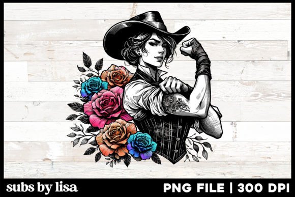 Strong Woman Cowgirl Sublimation PNG Graphic Illustrations By Lisa Smith