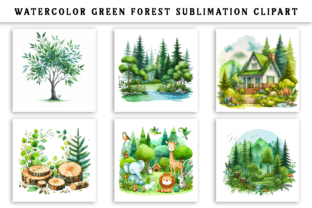 Watercolor Green Forest Sublimation Grafik KI Illustrationen Von Naznin sultana jui 2