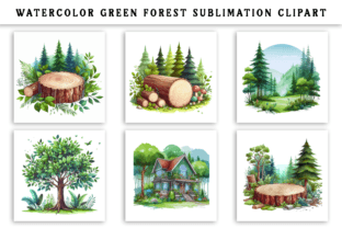 Watercolor Green Forest Sublimation Grafik KI Illustrationen Von Naznin sultana jui 3