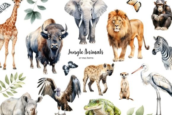 Watercolor Safari Animals Clipart 27 PNG Grafik KI Transparente PNGs Von Art and Funny