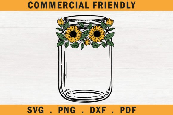 Sunflower Mason Jar Svg,flower Mason Jar Afbeelding Crafts Door redearth and gumtrees