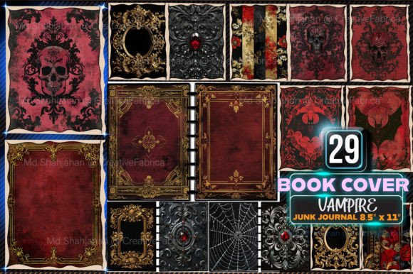 Vampire Book Covers Gilded Printable Graphic Illustrations By Md Shahjahan