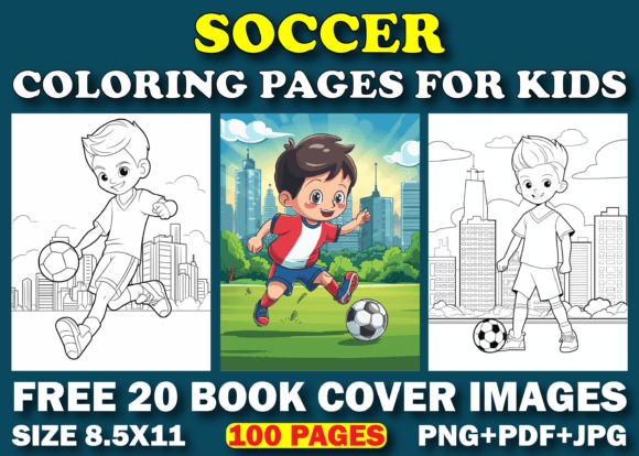 100 Soccer Boy Coloring Pages for Kids Grafik KI Seiten zum Kolorieren Von AM-Designer