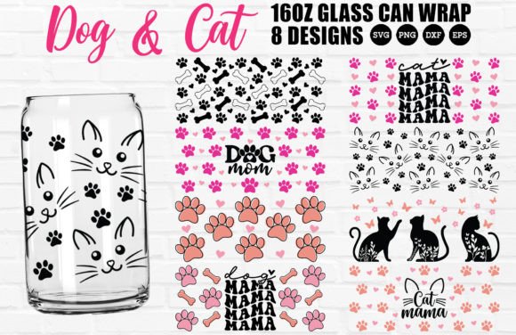 16oz Glass Can Wrap Bundle SVG/PNG Graphic Crafts By GraphicsTreasures