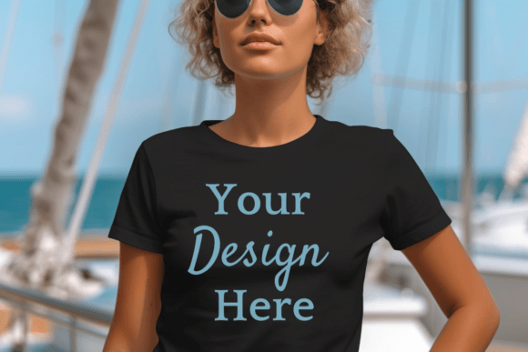 Black Gildan 5000L Woman Tshirt Mockup Graphic Product Mockups By Lara' s Designs