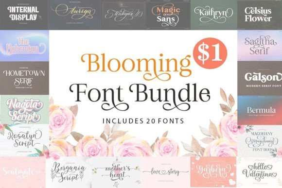 Blooming Font Bundle Bundel Door typehill