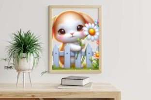 Bunny Clipart, Bunny with Daisy Png Afbeelding Afdrukbare Illustraties Door Dreamshop 4