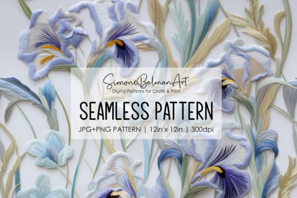 Dutch Iris Seamless Pattern Gráfico Patrones de Papel Por Simone Balman Art