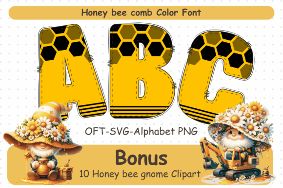 Honey Bee Comb Color Fonts Font By VeloonaP