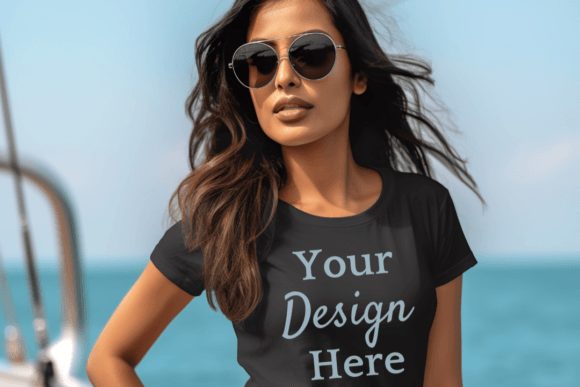 Maritime Black Tee Shirt Mockup Indian Gráfico Mockups de Productos Diseñados a Medida Por Lara' s Designs