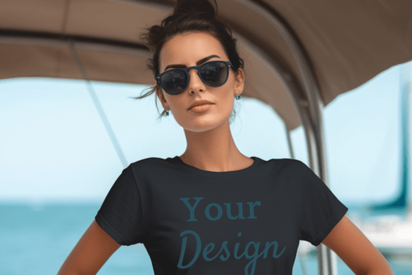Nautical Black Gildan 64000 Shirt Mockup Gráfico Mockups de Productos Diseñados a Medida Por Lara' s Designs
