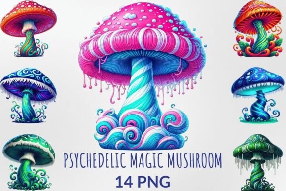 Psychedelic Magic Mushroom Sublimation Graphic Illustrations By DigitalCreativeDen
