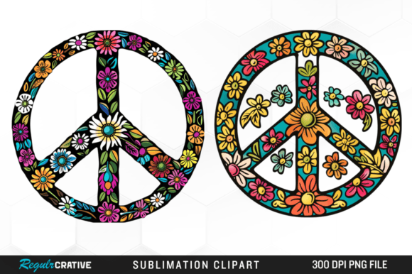 Retro Peace Sign Watercolor Clipart PNG Graphic Illustrations By Regulrcrative