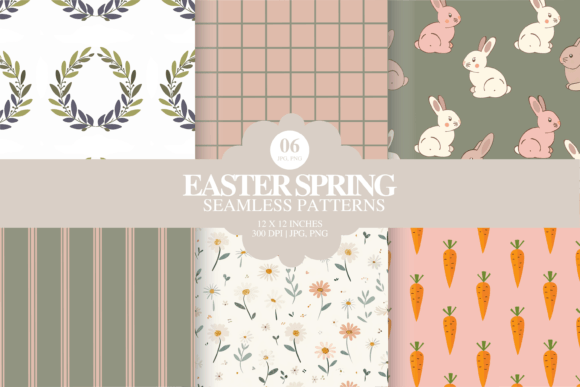 Spring Easter Pastel Seamless Patterns Graphic AI Patterns By Joyful Prints Company