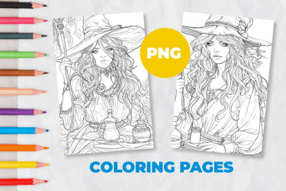Witch Coloring Pages Graphic Print Templates By EveryDay