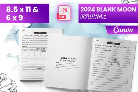 2024 Blank Moon Journal Canva (KDP) Grafik KDP-Interieurs Von Boss Designer