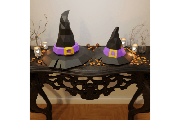 3D Papercraft Witch Hats Halloween Ressources SVG 3D pour les Loisirs Créatifs Par 3D SVG Crafts