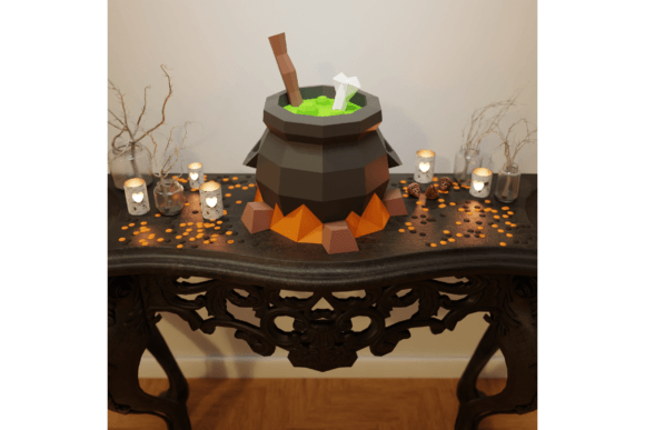 3D Papercraft Witches Cauldron Halloween 3D SVG Craft By 3D SVG Crafts