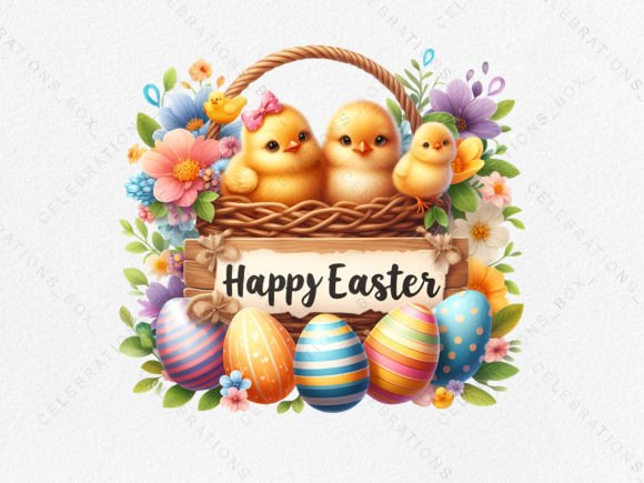 Easter Chick Egg Flower Illustration PNG Graphic AI Transparent PNGs By CelebrationsBoxs