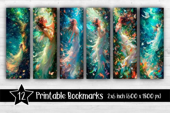 Fairy Bookmarks Printable 2x6 Inch Graphic AI Graphics By ananastya