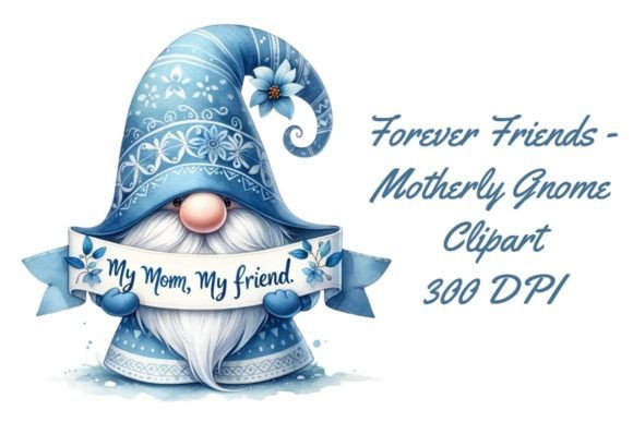 Forever Friends - Motherly Gnome Clipart Graphic Illustrations By applelemon1234