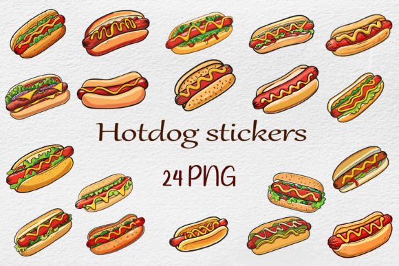 Hotdog Stickers Grafika Ilustracje do Druku Przez Creative Express