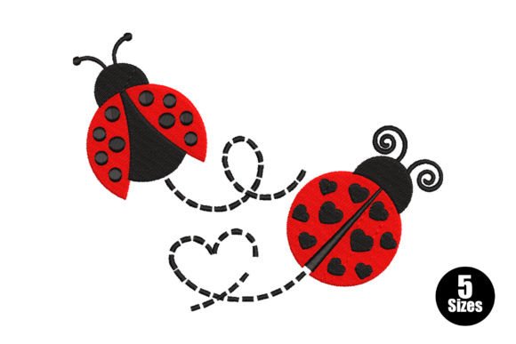 Mini Ladybug Bugs & Insects Embroidery Design By Embiart