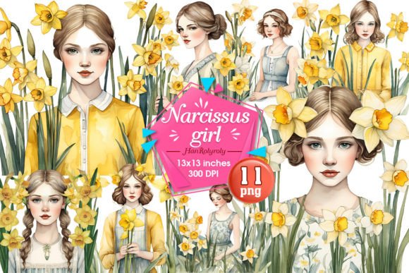 Narcissus Girl Sublimation Clipart Graphic Illustrations By Han Rolyroly
