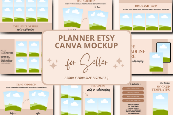 Planner Etsy Seller Canva Mockup Illustration Modèles Graphiques Par FolieDesign